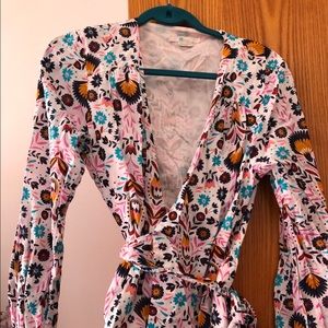 Boden wrap blouse, whimsical pattern